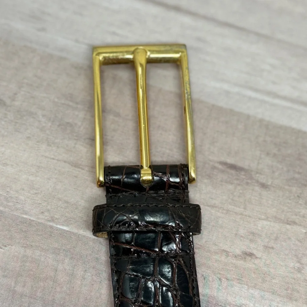 Bally Mens Crocodile Belt 34 Made in Italy Luxury Old Money Sophisticated Style